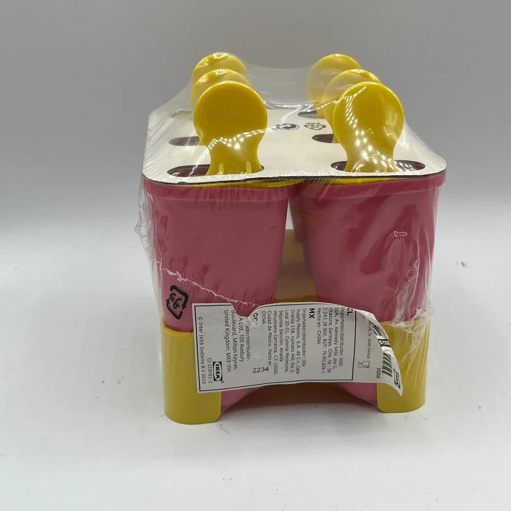 IKEA Chosigt Ice Pop Maker Set 6 Molds Pink Yellow 802.084.78 New